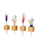 woodile Dişbudak Küp Ahşap Buzdolabı Magneti - Vantuzlu Çiçekli Set - Görsel 3
