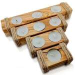 Ahşap Tealight Mumluk Doğal 4lü Set Woodile Dekoratif
