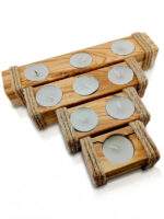 Ahşap Tealight Mumluk Doğal 4lü Set Woodile Dekoratif